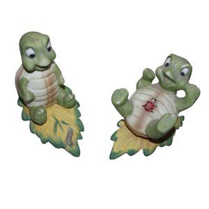Ceramic Turtle Figurines Set Of Two Has Some Wear